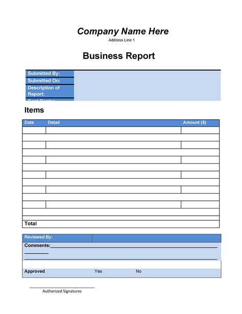 simple business report template